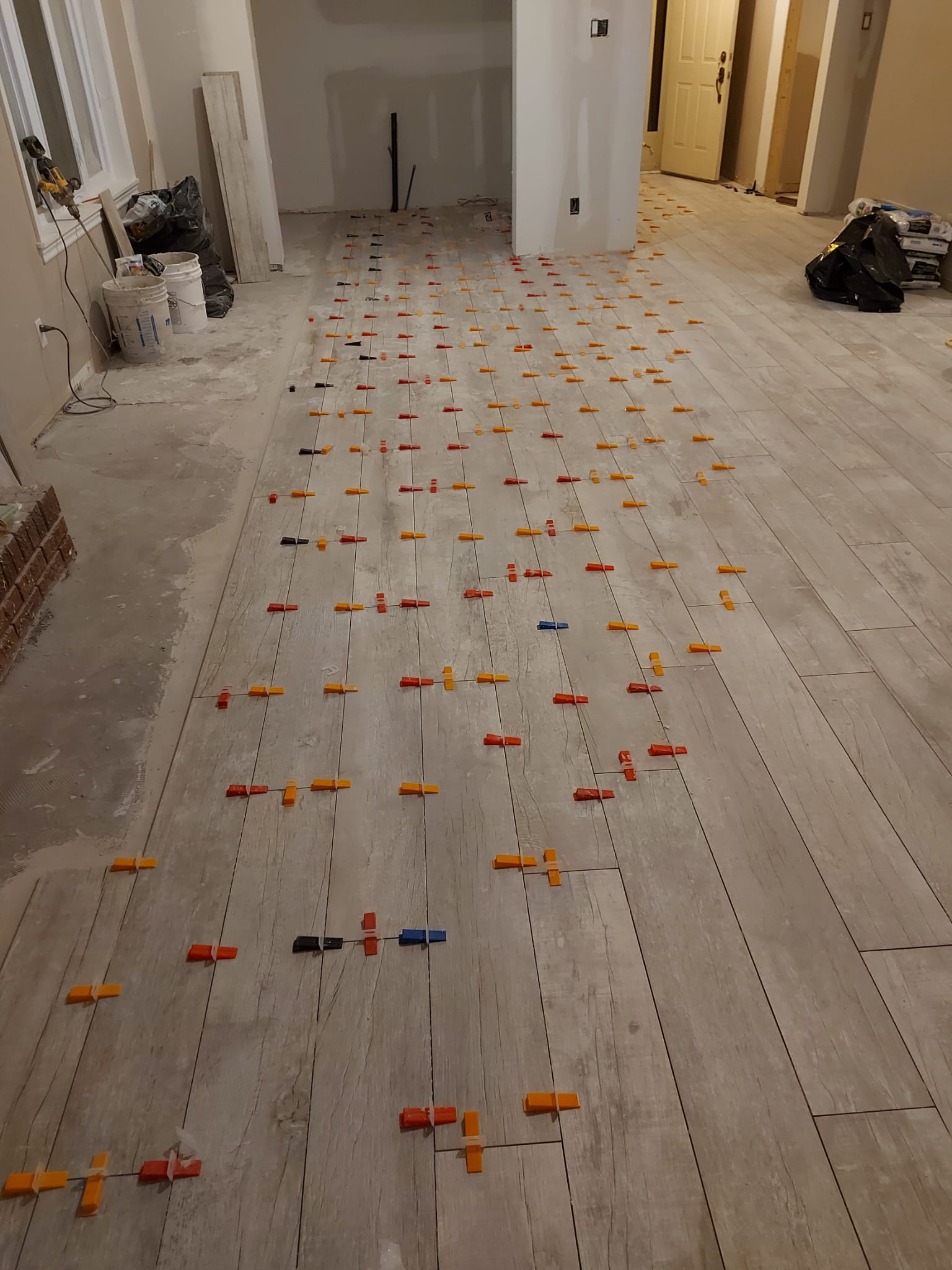 Wood-look plank tile installation